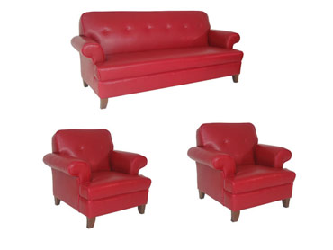 DR 2539 Red Sofa and Two Chairs